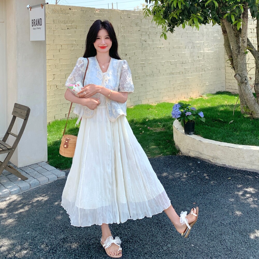 2025新款绝美穿搭独特漂亮温柔风两件套甜美小香风连衣裙套装女夏,女装连衣裙,浙宝176（原073）