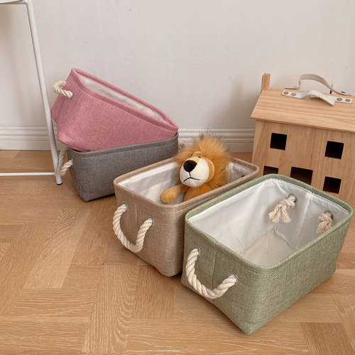 亚麻布艺零食杂物内衣袜子收纳盒