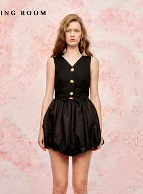 LUMINGROOM 23SS 黑色马甲花苞裙