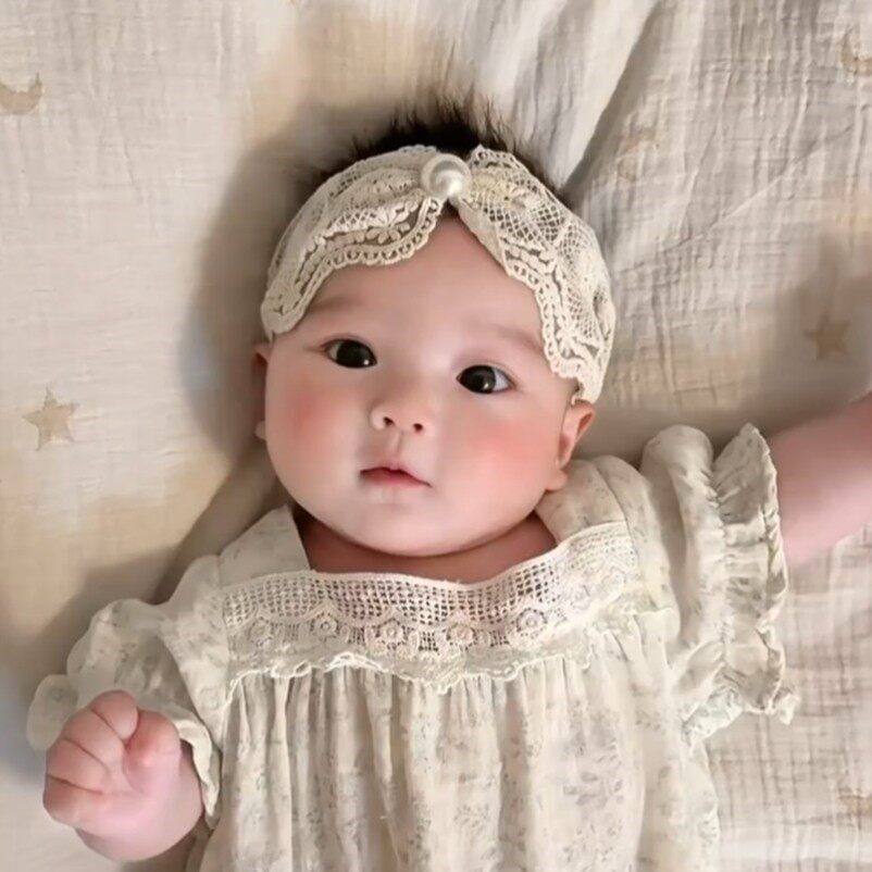 婴儿夏天薄款囟门发带适合小月龄女宝宝头围的漂亮蕾丝小公主头饰