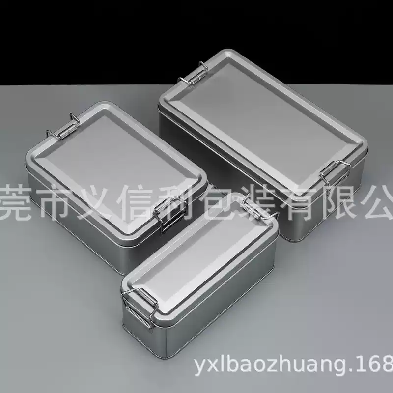 密封防漏保鲜盒长方形不锈钢食品级搭扣金属小型盒子野餐露营装备