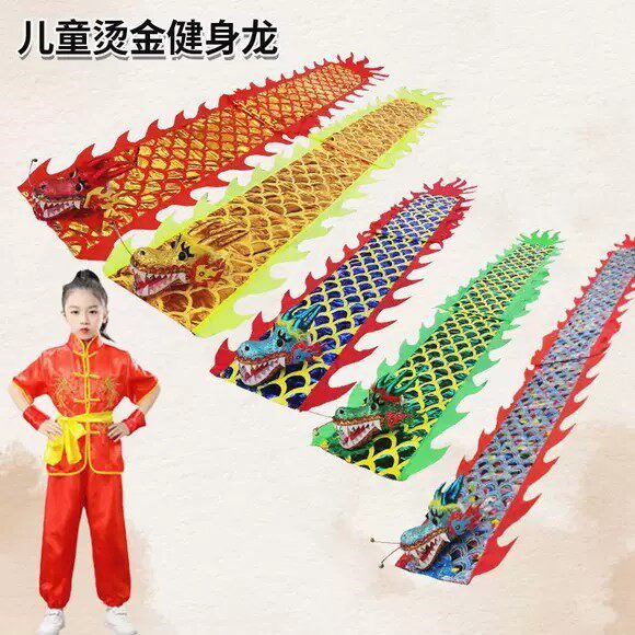儿童舞龙彩带健身新款手甩龙广场舞甩甩龙空竹龙龙头舞龙表演道具