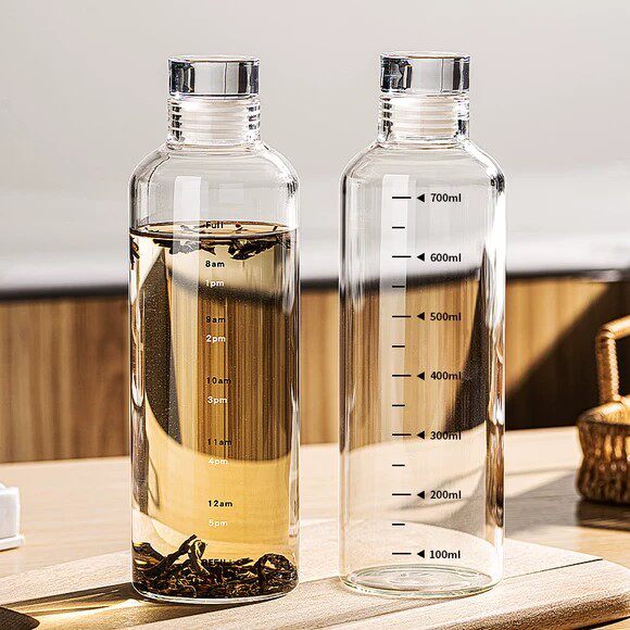 冷泡瓶刻度玻璃杯子大容量咖啡冷萃杯透明泡茶水杯便携外带牛奶杯