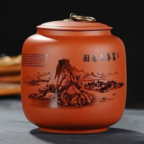 紫砂茶叶罐中号茶叶罐陶瓷防潮家用干果花茶密封罐普洱散茶储存罐