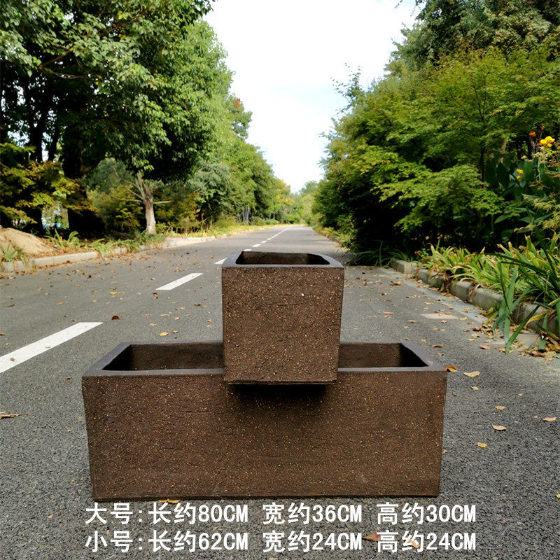 包邮庭院特大号素面粗砂陶土盆落地马槽粗陶花盆陶罐组合长方鱼缸