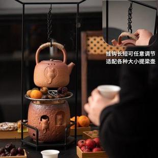 围炉煮茶糖糖猫炭炉家用小型茶炉可干烧粗陶防烫煮茶壶 蕴华堂