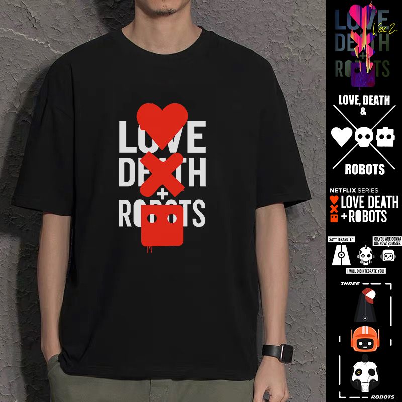 爱死亡和机器人周边短袖T恤爱死机与齐马蓝美剧联名teeT恤