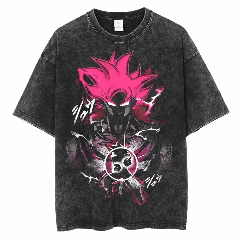 七龙珠悟空GOKU水洗做旧短袖纯棉T恤Dragon Ball嘻哈复古上衣潮