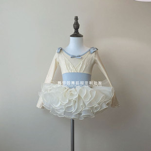 儿童舞蹈女长袖 考级跳舞练功服 蝴蝶秋冬女童体操连体服芭蕾舞服装