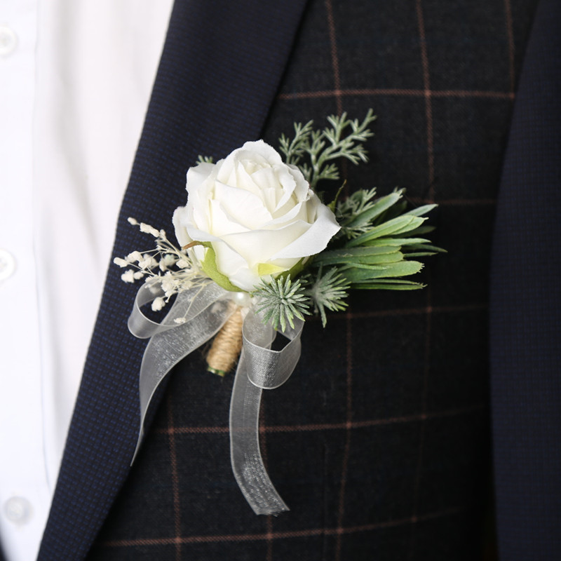 森系新郎胸花结婚礼手腕花新娘伴娘姐妹团商务会议嘉宾贵宾仿真花