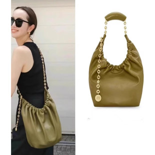 爆火新款罗家Squeeze手提单肩斜挎托特褶皱包纳帕小牛皮真皮包