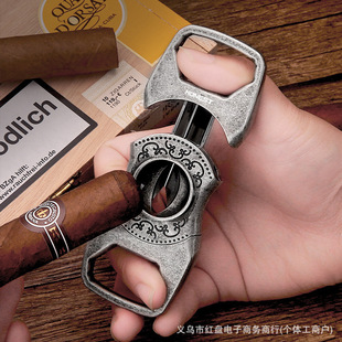 创意HONEST关刀复古雪茄剪便携金属锌合金锋利雪茄剪刀跨境热销款