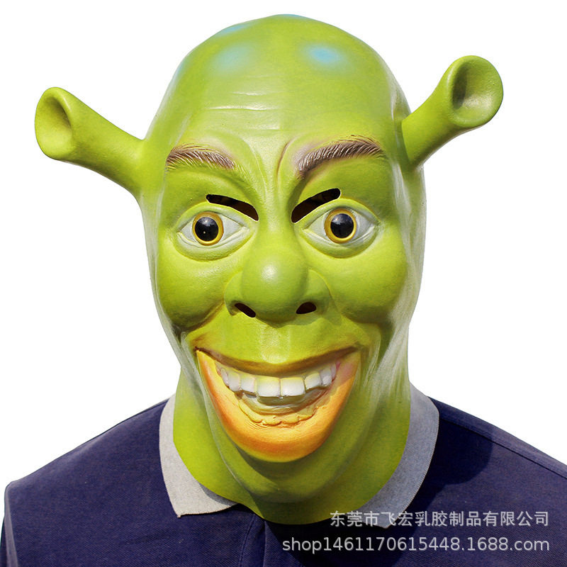 万圣节恐怖乳胶史莱克面具化妆舞会搞怪shrek mask头套厂家