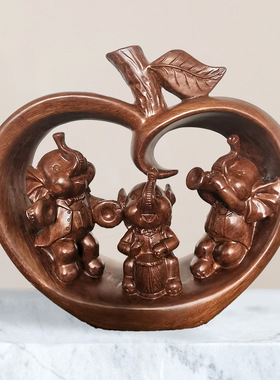 树脂工艺品大象创意摆件家居饰品新中式办公室摆件女孩男生礼物