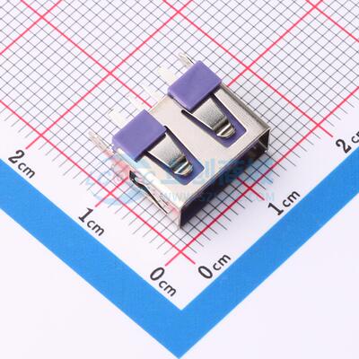 USB连接器 XUDF-012-0107D 插件 5A大电流USB 2.0AF 180度直插板1