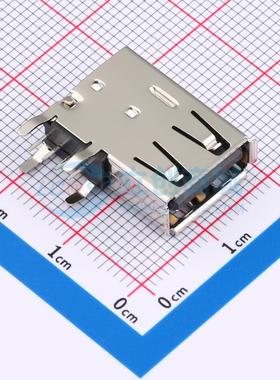 USB连接器 U221-041N-1BU07-S1 插件 USB2.0 黑色 PBT胶芯卷边 Ty