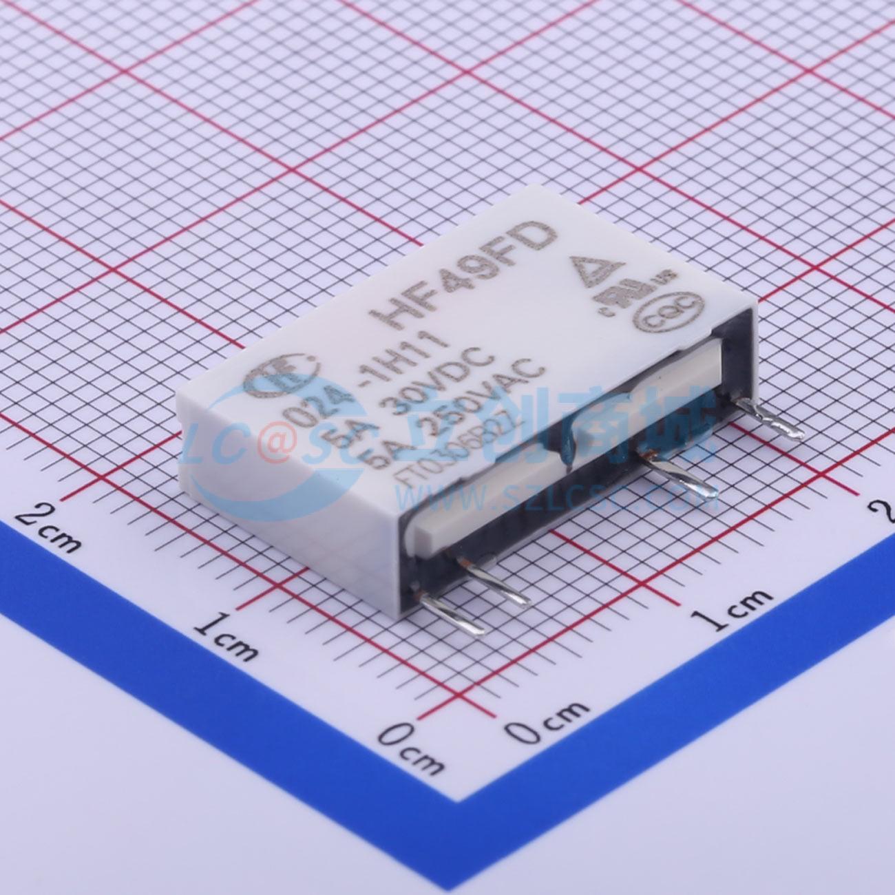 功率继电器 HF49FD/024-1H11 SIP,5x20mm 4 24V 电子元器件配单