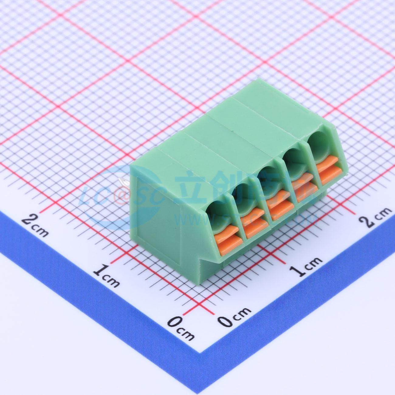 弹簧式接线端子 KF250NH-3.5-5P 插件,P=3.5mm 1x5P 3.5mm 原装