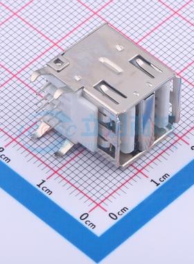 USB连接器 U-USBAR04P-F201 插件 双层 白胶 半包无弹 铜壳 (双胞