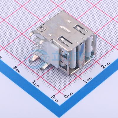 USB连接器 U-USBAR04P-F201 插件 双层 白胶 半包无弹 铜壳 (双胞