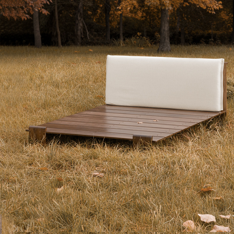 【红橡木】栖作晚秋实木床架软包排骨架双人大床主卧家居现代靠背