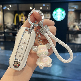 适用保时捷钥匙壳新款 Taycan卡宴Macan玛卡911帕拉梅拉套车包女扣
