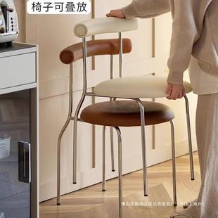 中古轻奢餐椅家用舒适靠背椅简约咖啡卧室书房复古椅子餐桌椅