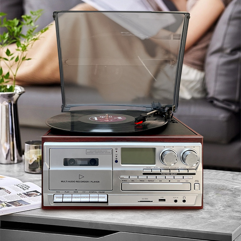 传承世家黑胶唱片机CD录音带All覆古留声机老式插放机音响1