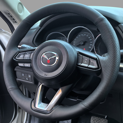 适用马自达3真皮方向盘套手缝cx-4 cx-5昂克赛拉把套阿特兹睿翼