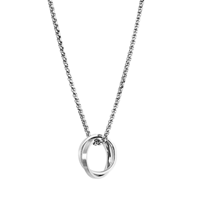 潮男女简约双环相扣项链情侣饰品