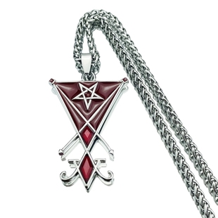 欧美撒旦巴弗灭倒五芒星路西法之印钛钢吊坠嘻哈男女钛钢个性项链