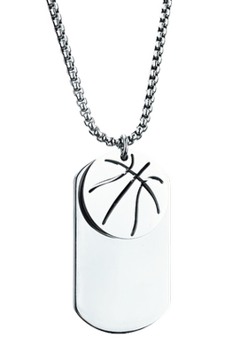 嘻哈男简约钛钢运动篮球军牌项链