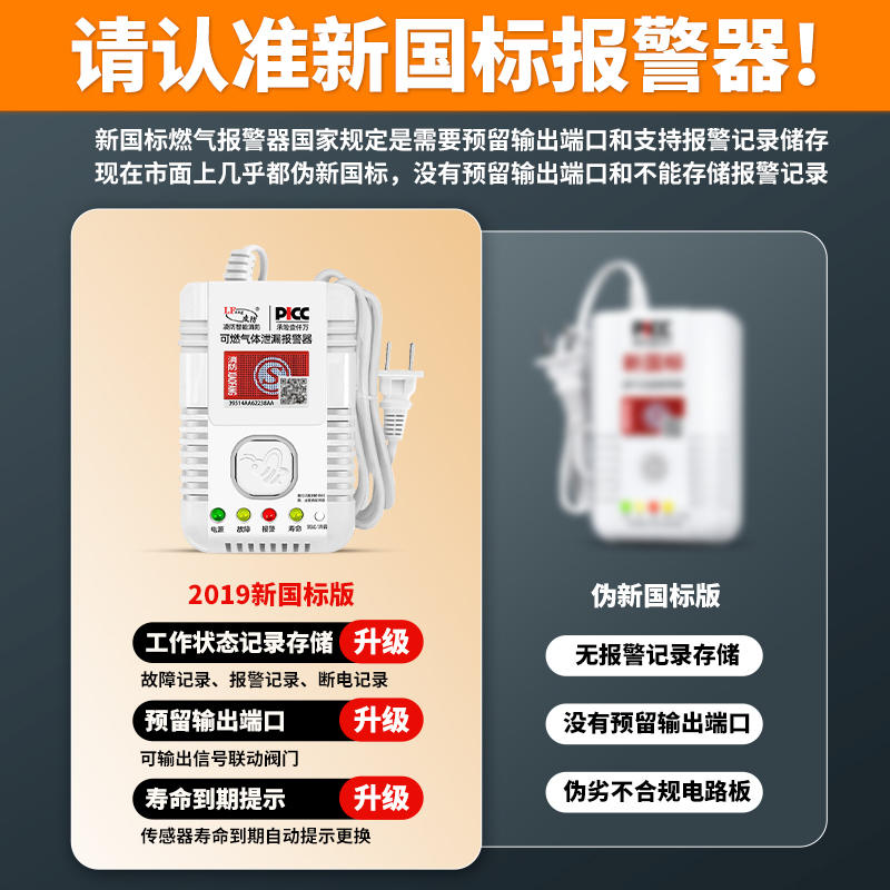 燃气报警器厨房家用饭店煤气液化气天然气餐饮可燃气体泄露切断阀