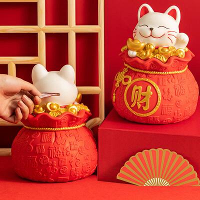 手工DIY彩绘石膏娃娃白胚大号儿童存钱罐网红爆款财神招财猫天使