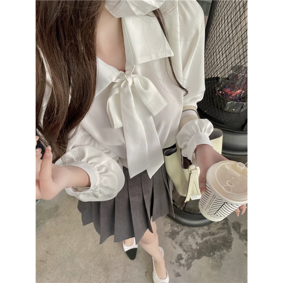 法式设计感白色蝴蝶结长