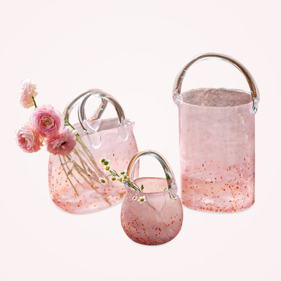 WviI欧式粉色玻璃花瓶客厅