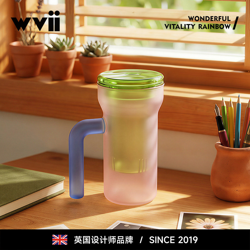 英国wvii 多巴胺耐高温玻璃 茶水分离泡茶杯高颜值办公室喝水杯子