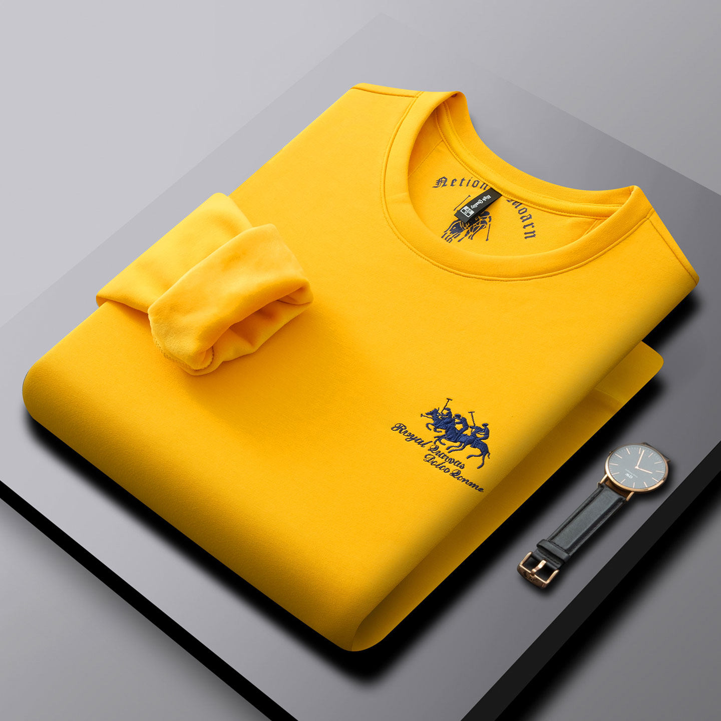 保罗纯棉卫衣男款春秋季新款男士长袖T恤内搭美式休闲打底衫上衣