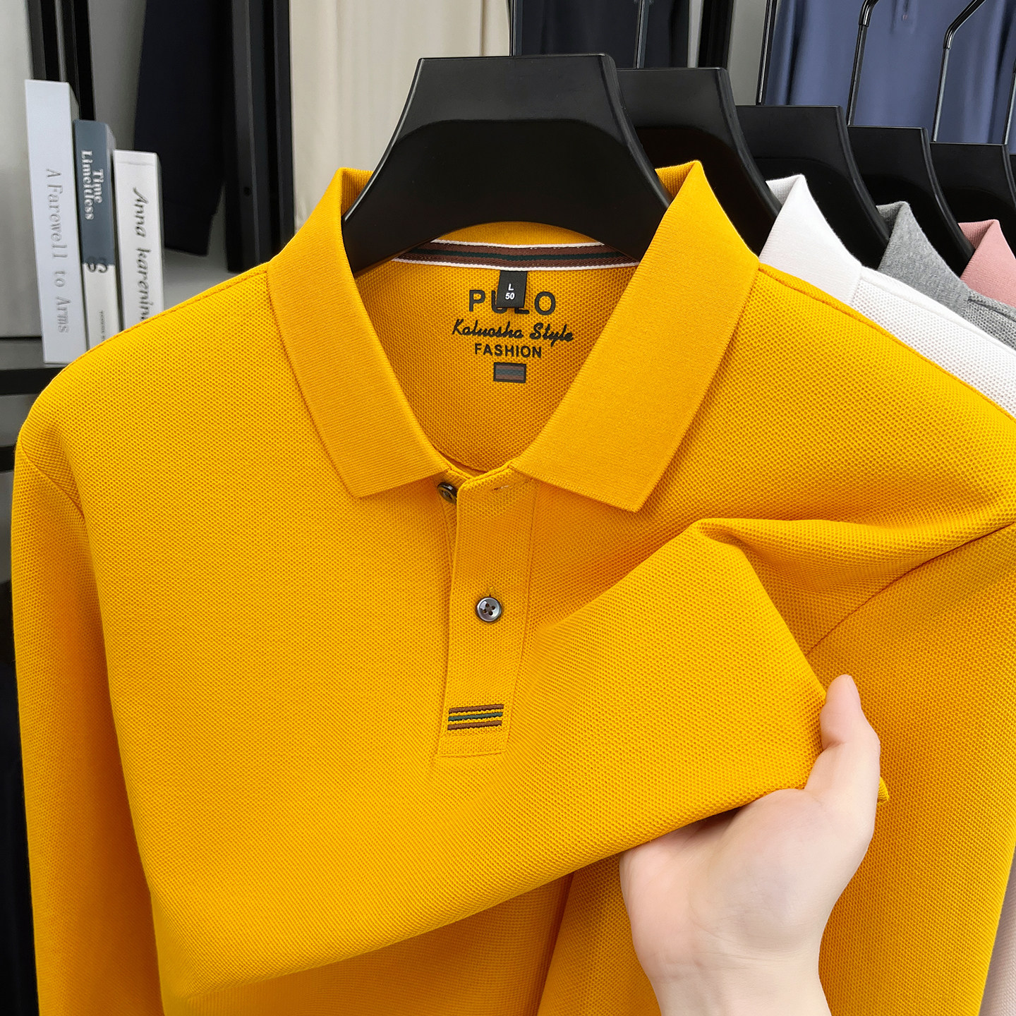 2026春秋季新款男士长袖t恤商务休闲纯棉Polo衫男款品牌体恤上衣