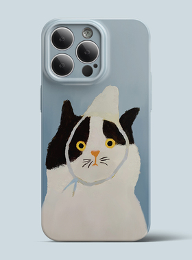 戴帽子的猫 iPhone16手机壳苹果15promax套14卡通13艺术12油画11适用mate60pro华为pura70可爱IQOONEO9小众女
