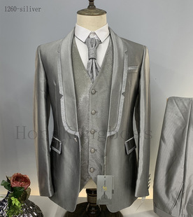 欧美亚马逊时尚西装礼服三件套非洲演出配领带绅士西服1260红控