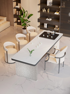 2025新款 办公室泡茶台 高端亚克力岩板茶桌椅组合烧水壶一体嵌入式