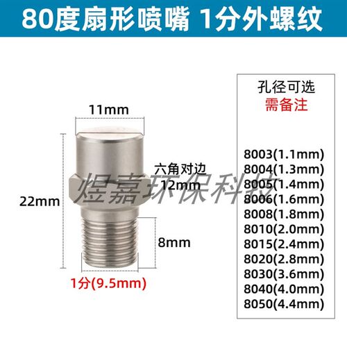 304不锈钢扇形喷嘴一字型风机V型低压雾化喷头清洗机洗车机喷嘴
