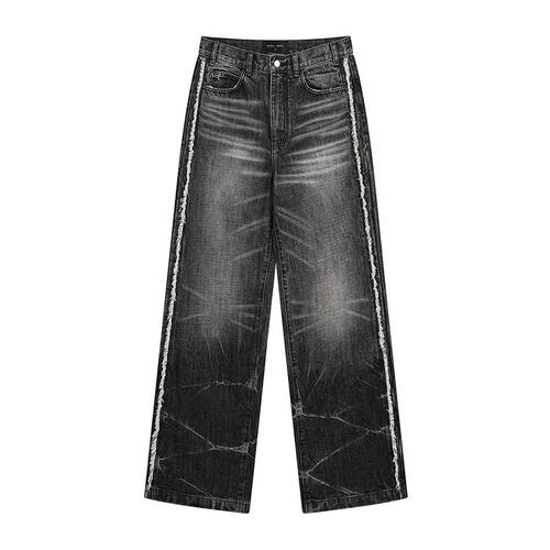 REBEL WAVE25SS“BΣLA”水洗毛边闪电纹牛仔裤