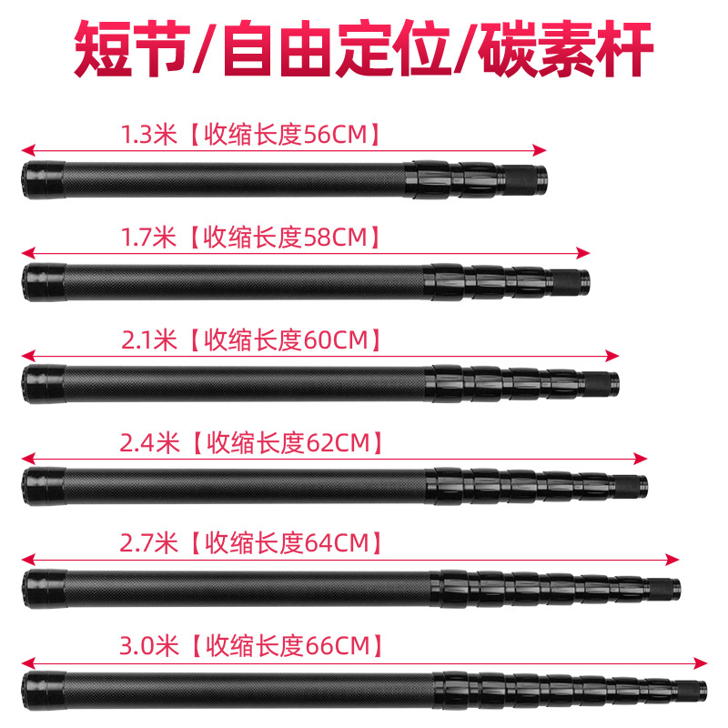 碳素天幕杆自由定位短节大物伸缩抄网竿3米加粗便携式捞鱼竿