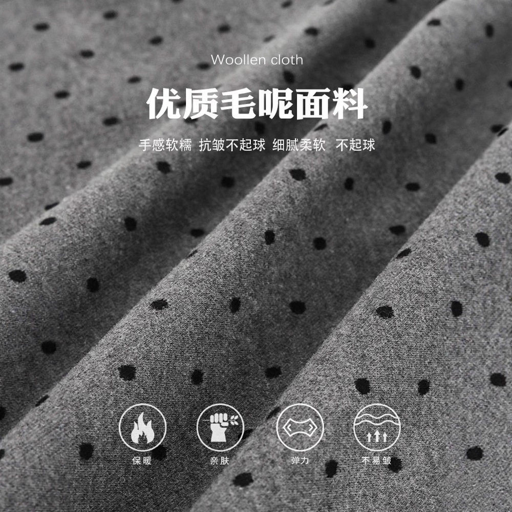 灰色毛呢波点半身裙女秋季冬天小个子a字包臀短裙子格雷miu系穿搭