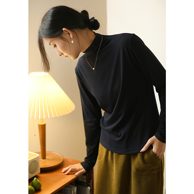 女装春季新款半高领打底衫女纯色