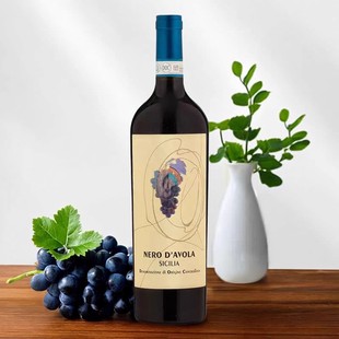 意大利原瓶原标进口西西里DOC级陈酿黑达沃达红葡萄酒NEROD AVOLA