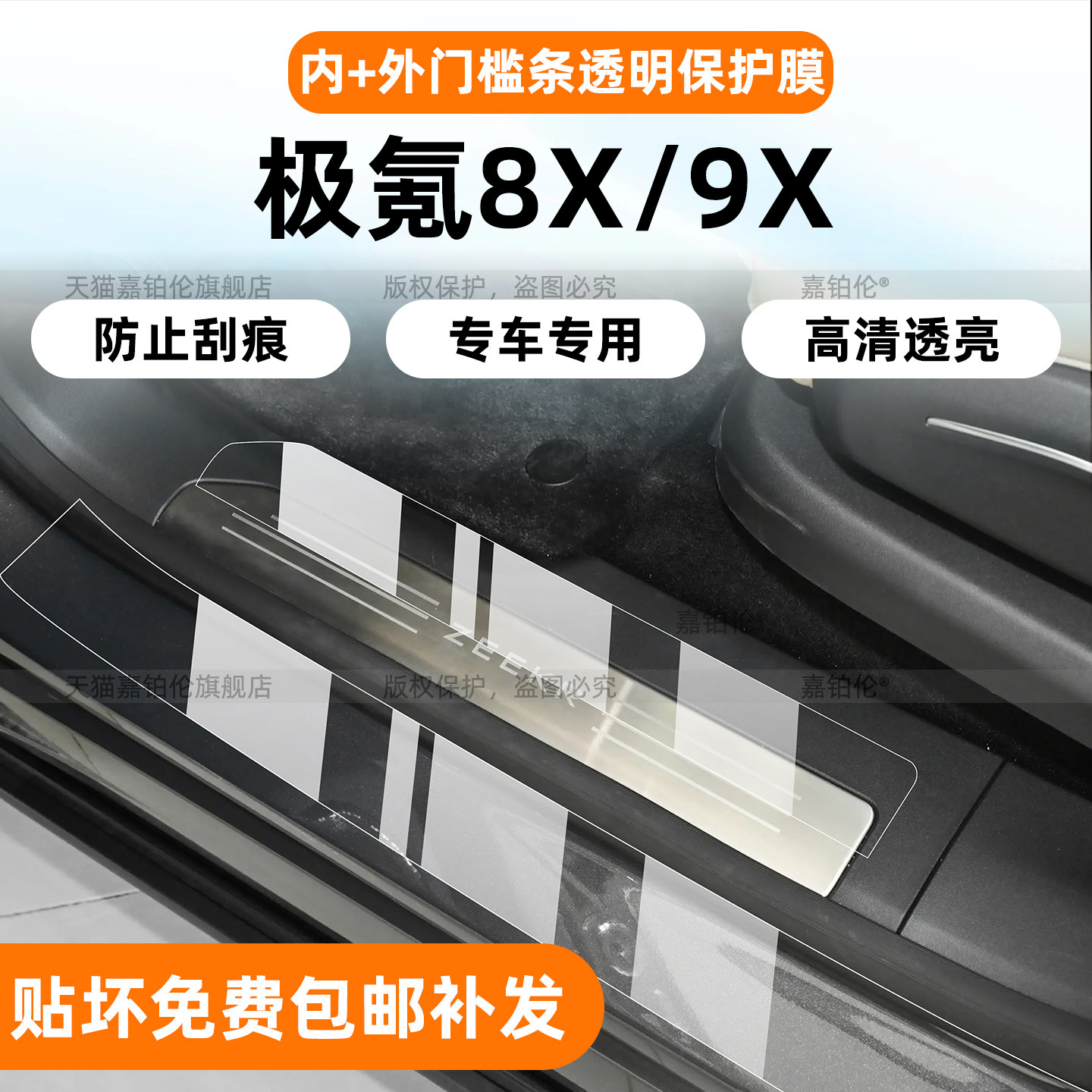 专用【极氪8X9X】门槛TPU保护膜