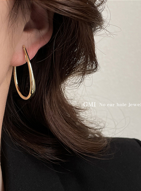 GMI无耳洞素圈无痛蚊香盘耳夹女欧美冷淡风耳圈简约大气耳环耳饰